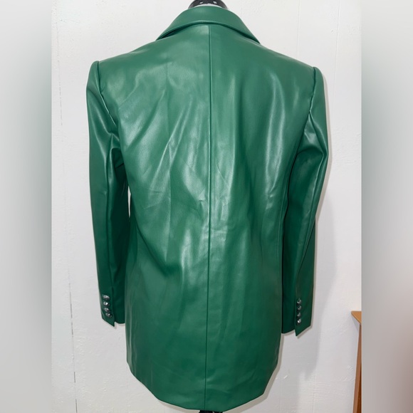 Karl Lagerfeld Emerald Leather Jacket - Picture 3 of 9
